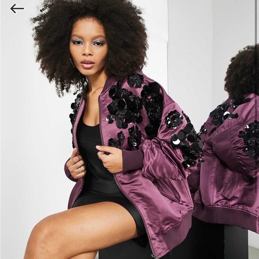 ASOS EDITION Embellished Purple Bomber Oversized Jacket MUST HAVE